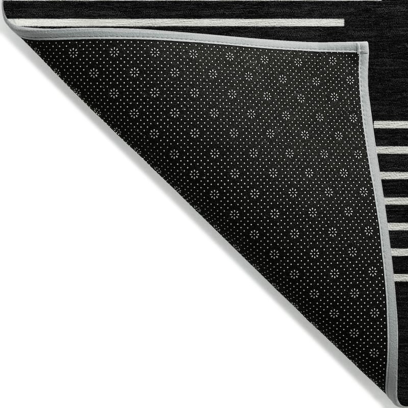Machine Washable Indoor/ Outdoor Modern Stripe Chantille Rug