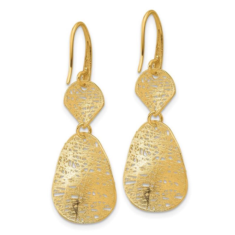 Curata 14k Yellow Gold Intricate Wire Wrapped Shapes Long Drop Dangle Earrings - 41.8x19.8mm