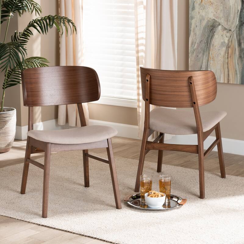 Alston Mid-Century Modern Wood Dining Chair Set (2PCs)