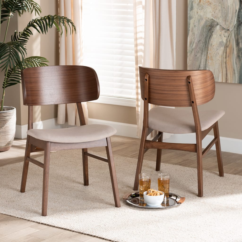 Alston Mid-Century Modern Wood Dining Chair Set (2PCs)