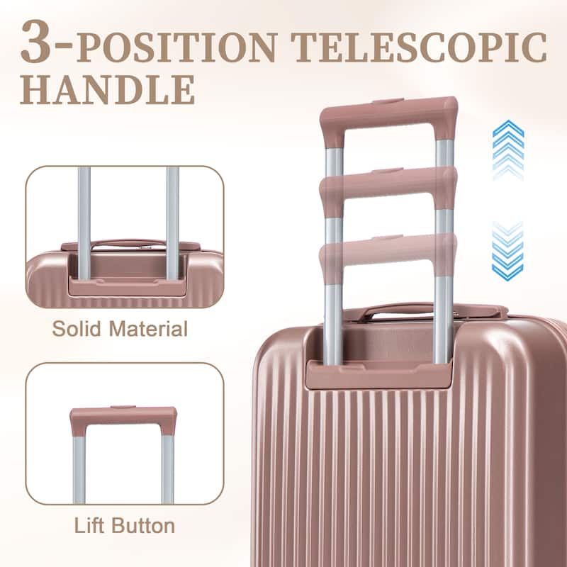 14"/20" 2 pcs/set in ABS Spinner Wheel Luggage, with Combination Lock and Front Opening Design, 14" Cosmetic Case
