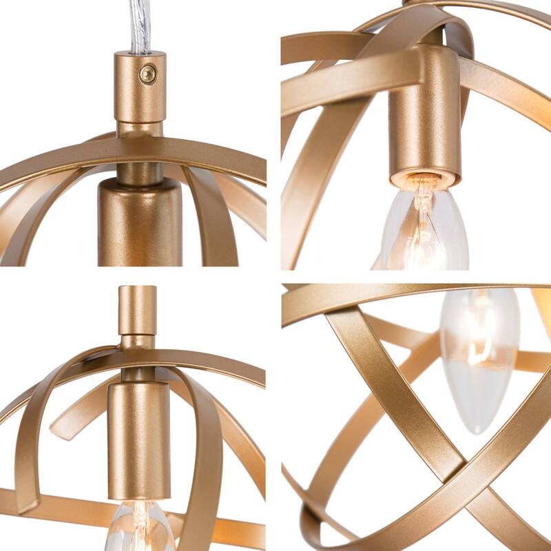 Modern Geometric 1light Antique Gold Globe Pendant for Kitchen Island