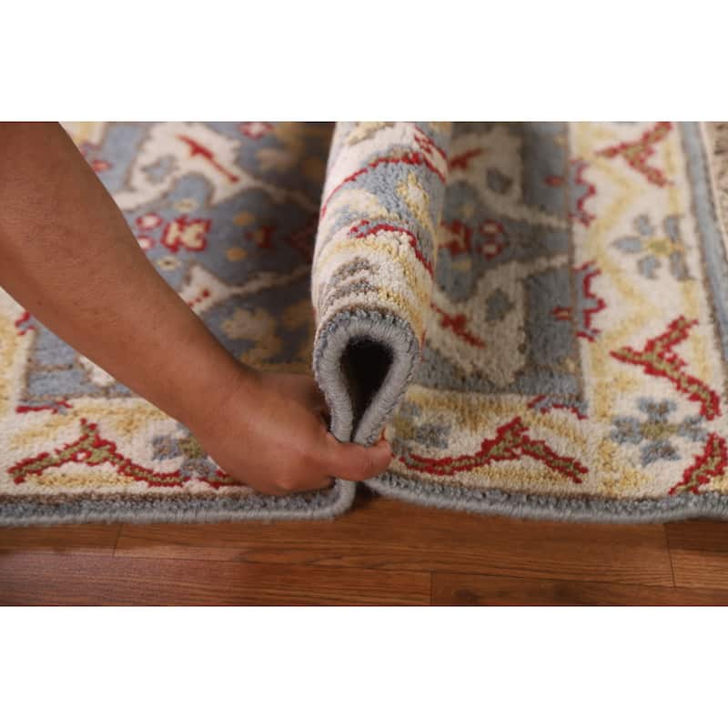 Transitional Grey Oushak Indian Area Rug Hand-knotted Wool Carpet - 2'0"x 3'0"