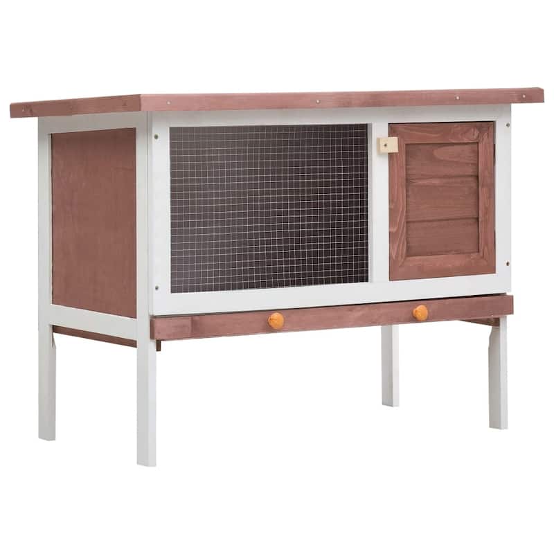 vidaXL Outdoor Rabbit Hutch 1 Layer Brown Wood - 35.4" x 17.7" x 25.6"