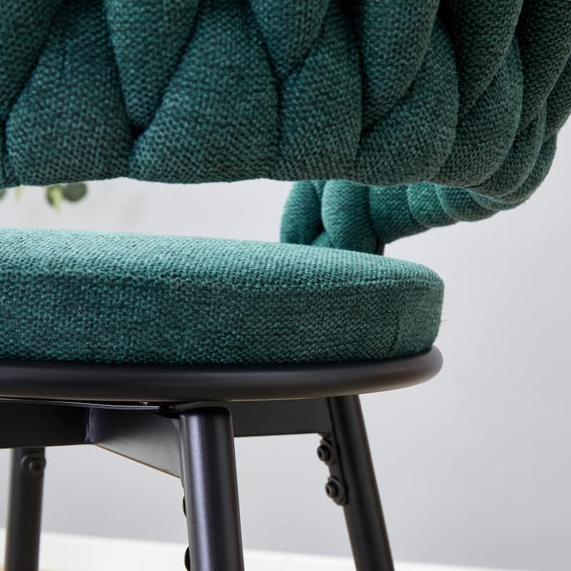 Roomfitters Swivel Bar Stools with Linen Cushions and Black Iron Frame, Set of 2