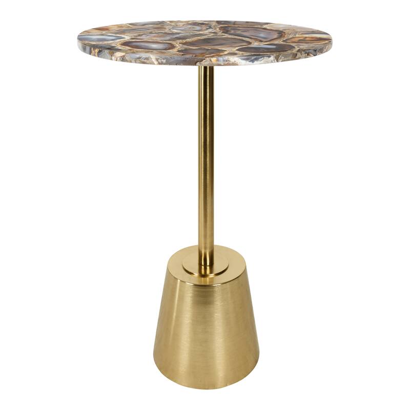 Kate and Laurel Tira Round Side Table - 14x14x24 - Gold/Agate
