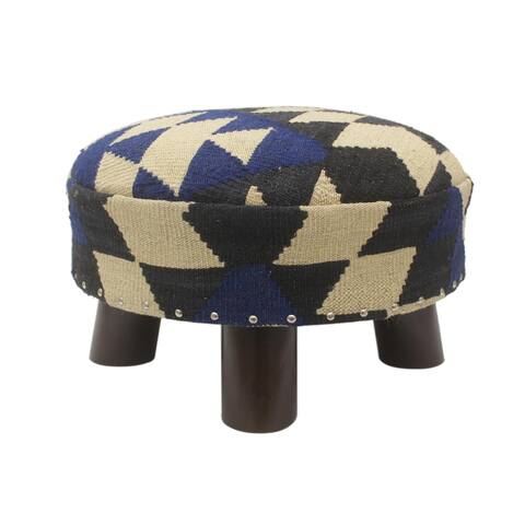 Boho Chic Butcher Handmade Kilim Upholstered Footstool