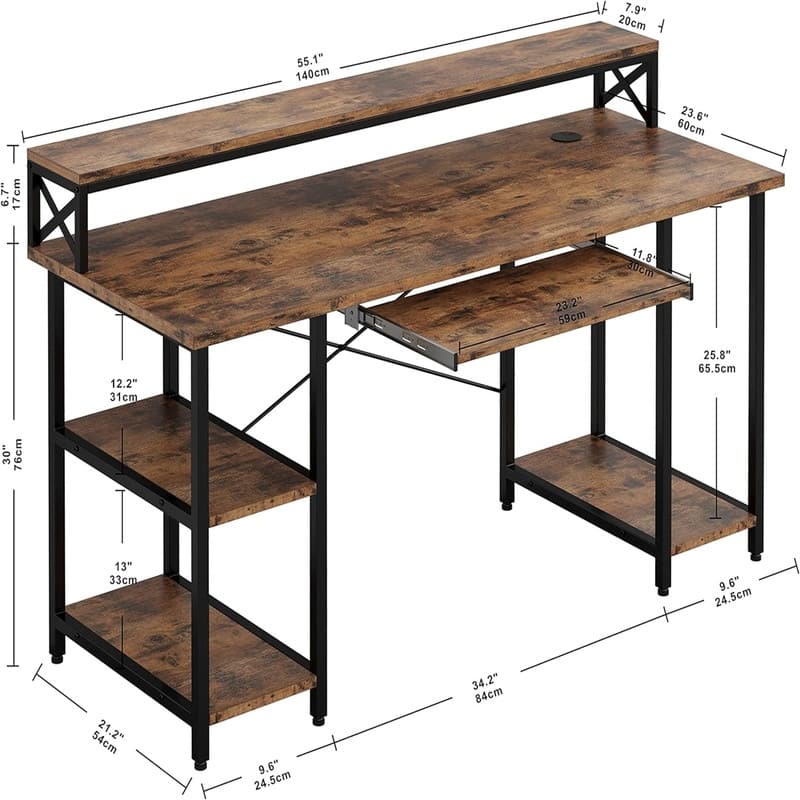 Industrial Wood and Metal Home Office Desk