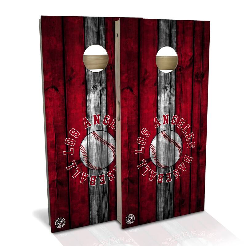 LA Baseball Outdoor Cornhole Board Set - All-Weather 2x4 - Include Case + Hole Lights