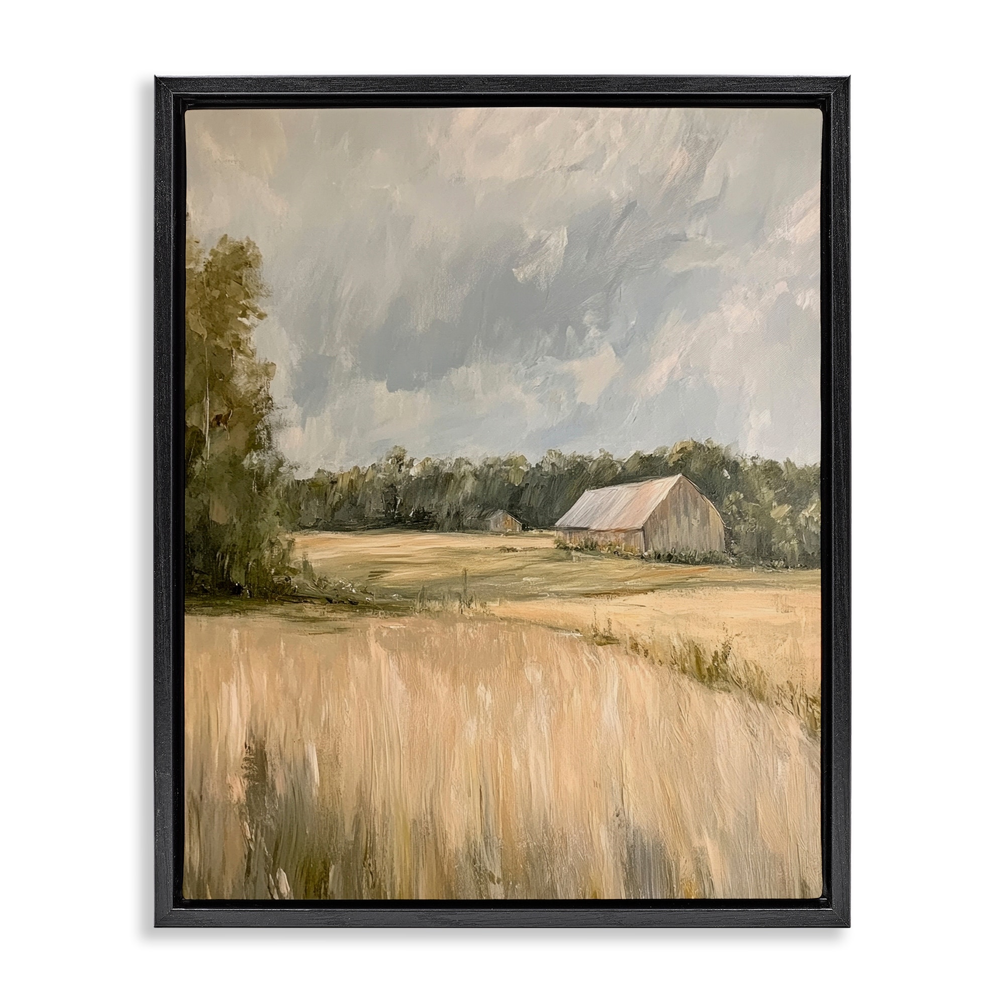Stupell Natural Farm's Wispy Grasses Framed Floater Canvas Wall Art Design By Petal Prints Design