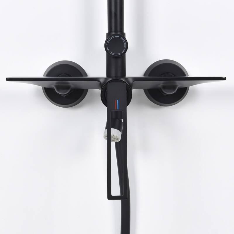 Exposed Tub and Shower Faucet with Handheld Shower Brass Brass Wall Mount Complete Shower System with Tub Spout