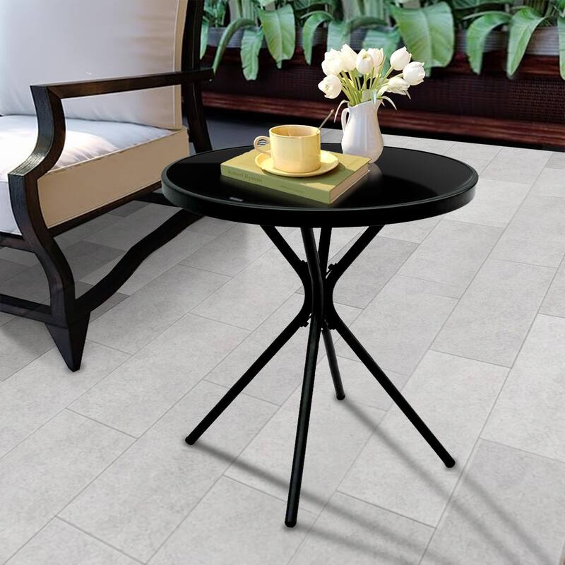 Outdoor Patio Round Metal Small Side Table