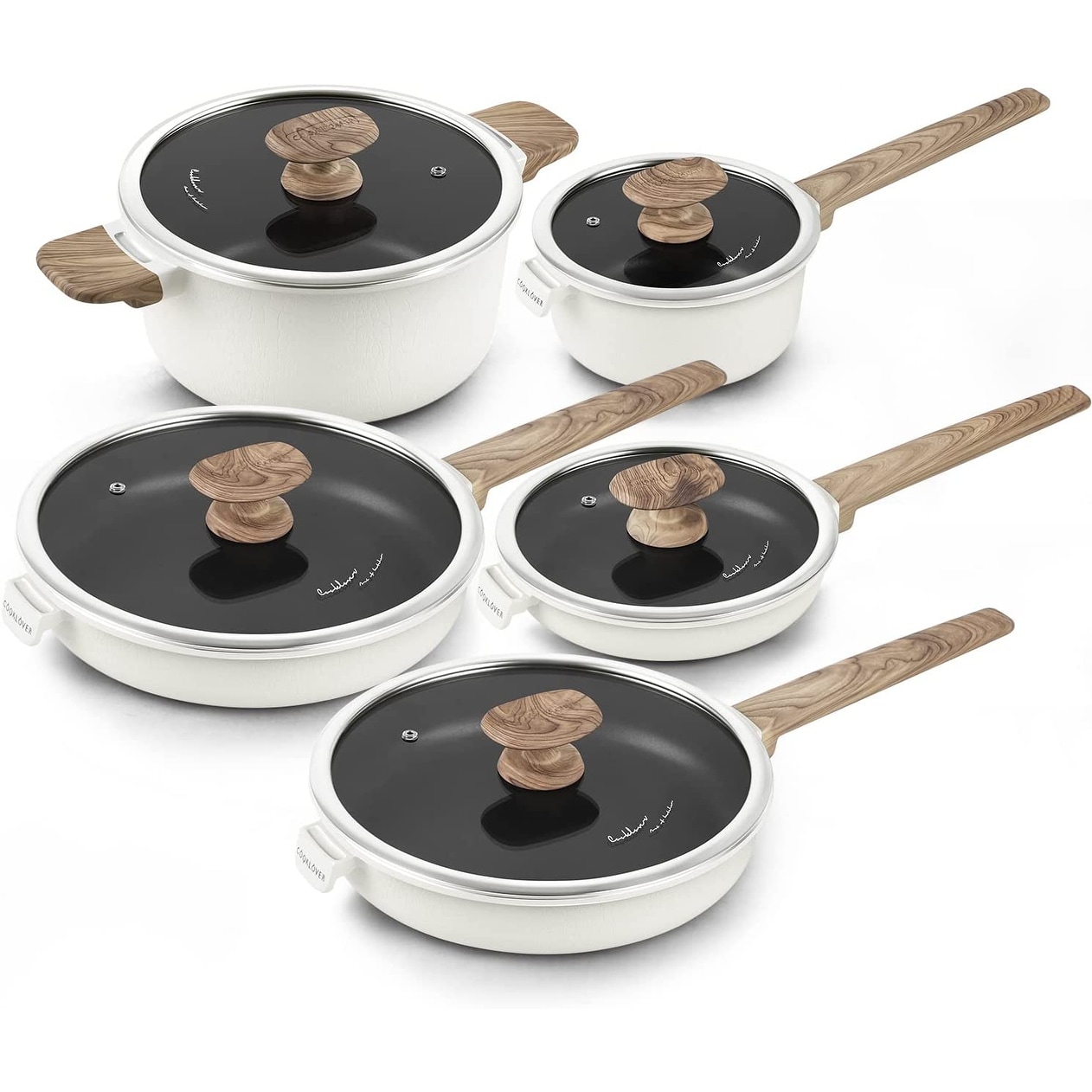 Nonstick Ceramic Cookware Set Non Toxic 100% PFOA Free Compatible Induction  Pots and Pans Sets with Glass Lids 10 Pieces - On Sale - Bed Bath & Beyond  - 37523203