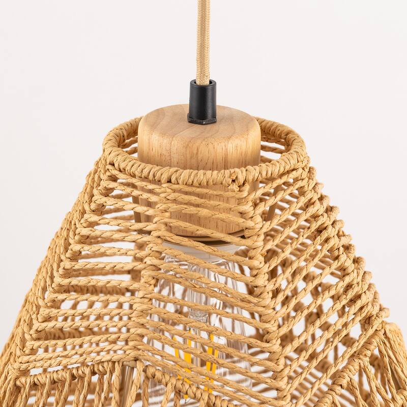 YANSUN 1-Light Woven Rope Pendant Light, Farmhouse Hanging Ceiling Fixture for Dining Room or Entryway (No Bulbs Included)