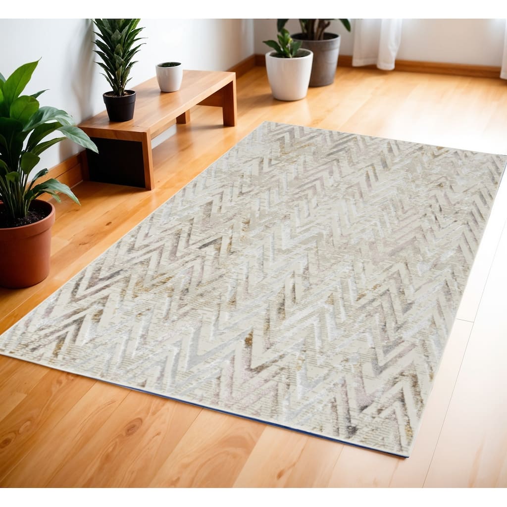 Power Loomed Distressed Modern Non Skid Stain Resistant Area Rug - 71' X '47' X '0.39