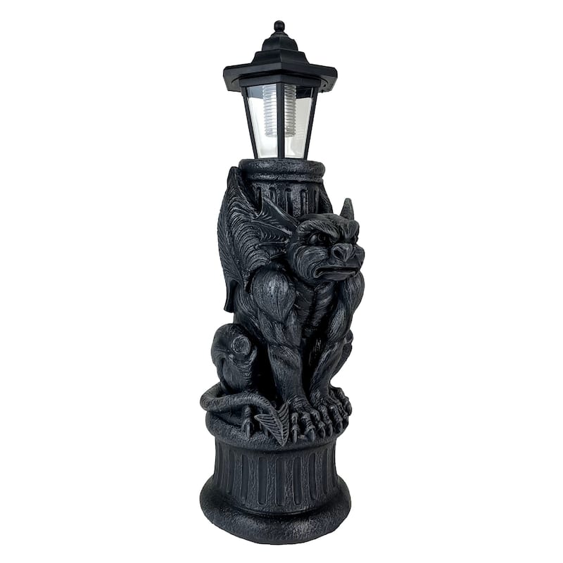 Gothic Guardian Gargoyle Led Solar Light Garden Statue - 20 X 7.5 X 5.75 inches