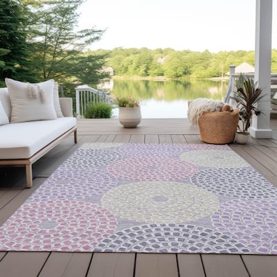 Machine Washable Indoor/ Outdoor Chantille Contemporary Geo Rug