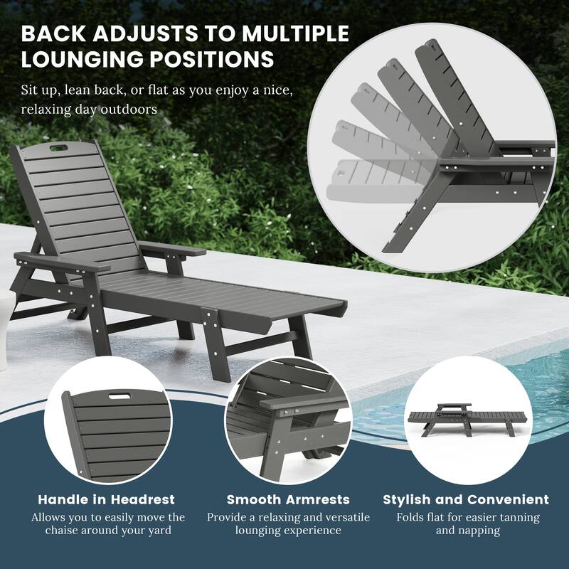 Laguna Hdpe All Weather Outdoor Patio Pool Reclining Chaise Lounge