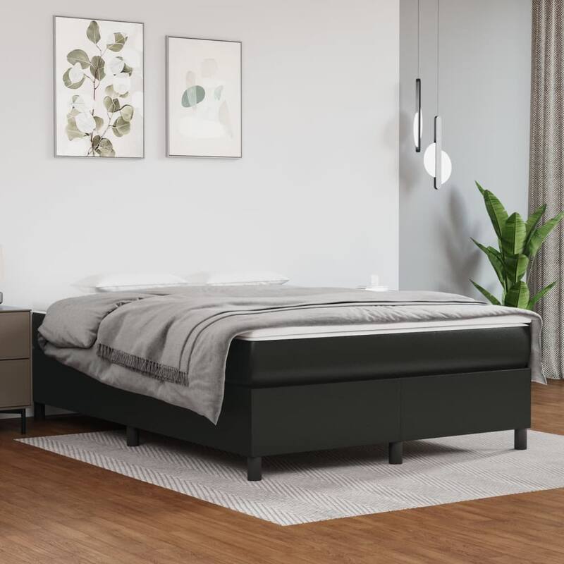 vidaXL Bed Frame Box Spring Bed Base with Mattress for Bedroom Faux Leather