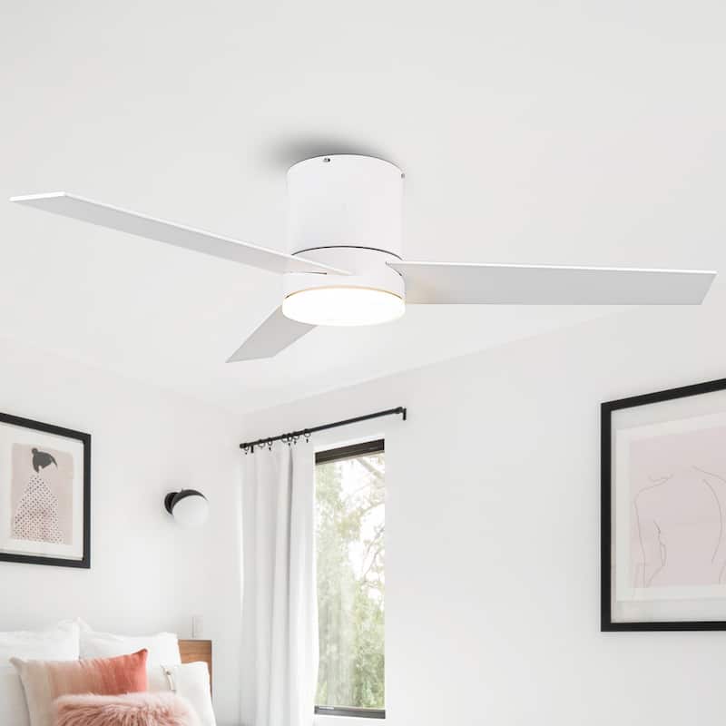 48" Modern Dimmable Low Profile Ceiling Fan with Light and Remote