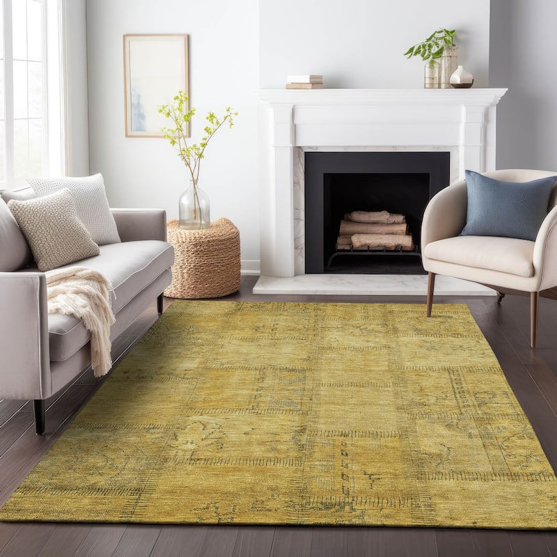 Premium Washable Super Soft Viintage Traditional Mayfield Rug - Gold - 5' x 7' 6" - Rectangle