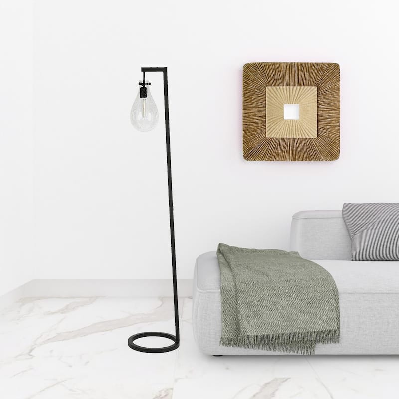 66" Reading Floor Lamp with Clear Seeded Glass Shade and Foot Switch - 13" x 13" x 66"