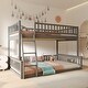 preview thumbnail 3 of 11, Gray Full XL over Queen Size Bunk Bed with Ladder and Guardrails for Kids, Boys and Girls, Bedroom