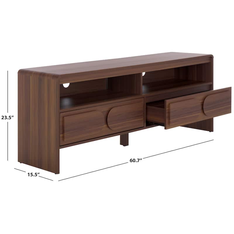 SAFAVIEH Arsenio 2-Drawer 2-Shelf Entertainment Media Stand for TVs up to 65" - 61"W x 16"D x 24"H