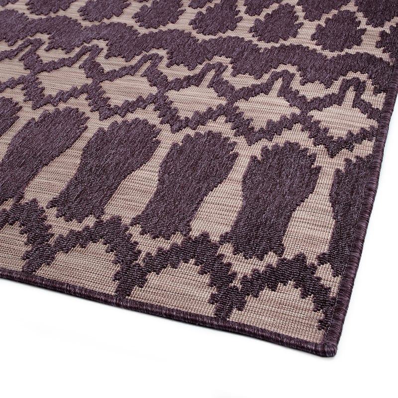 Contemporary Transitional Geometric Textured High-Low Cut & Loop Rectangle Throw Rug - 2x 3