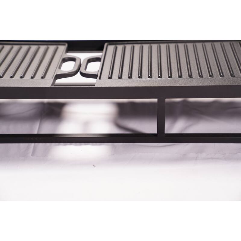 Black Patio BBQ Grill Shelf with Two Cooking Pan