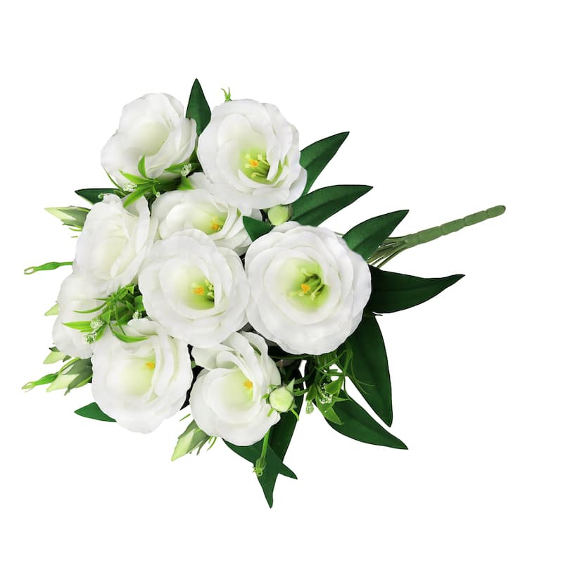 Set of 2 White Artificial Lisianthus Prairie Flower Stem Bush Bouquet 19in - 19" L x 11" W x 11" DP
