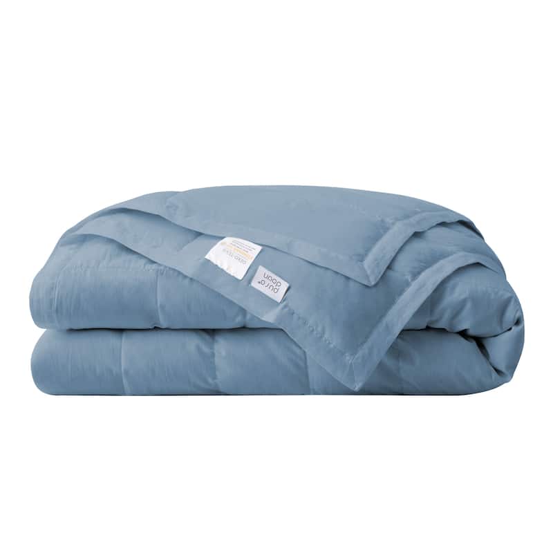 Lightweight Cooling Lyocell White Down Comforter, Tencel Oversized Blanket for Summer - 90 x 90" - Tencel Navy