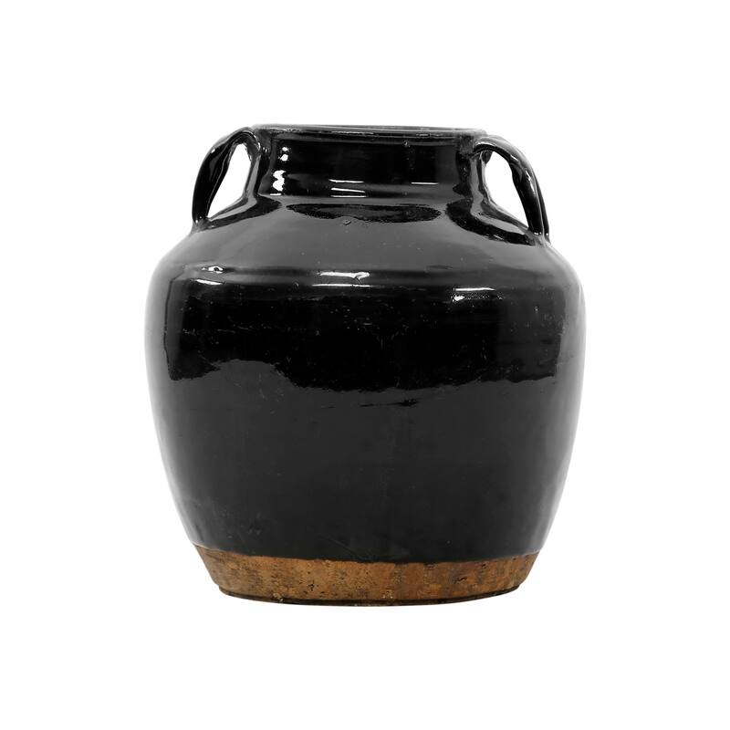 Artissance 7.5"H Vintage Black Jar With Handles - Small - Black