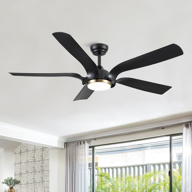 YUHAO 66 in. Integrated LED Farmhouse Indoor Brown Smart Ceiling Fan with Distressed Wood Blades and Remote Control