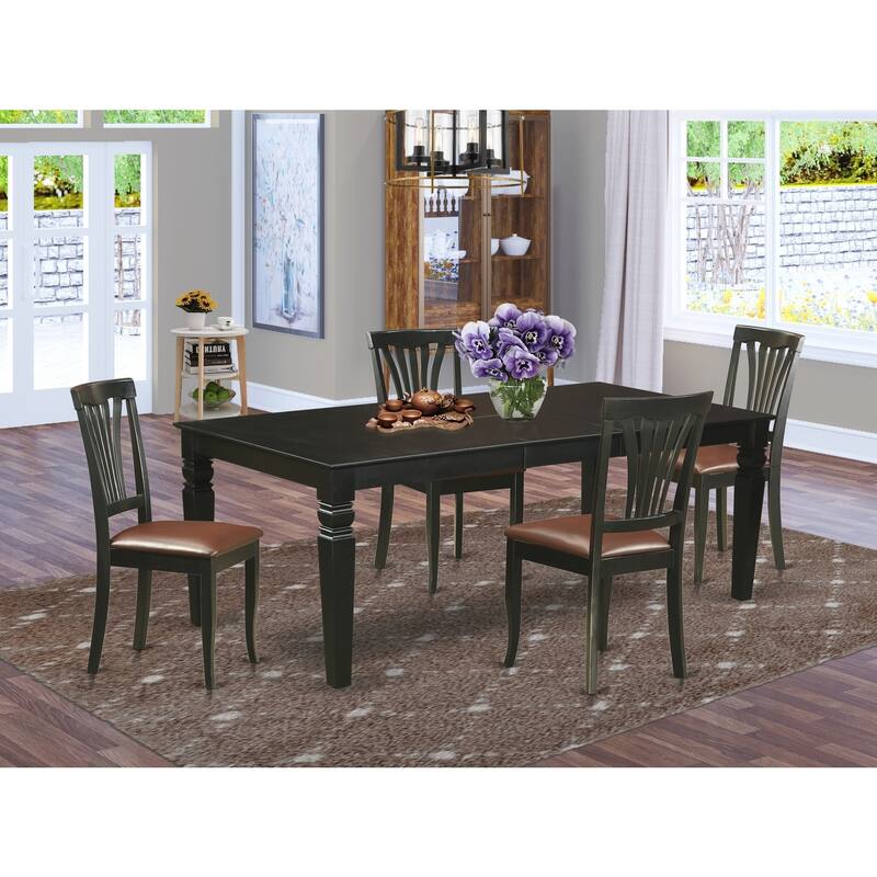Tuscan Dining Set - 9 Piece Table & Chair Set - Black Finish - Kitchen Table with Extension Leaf