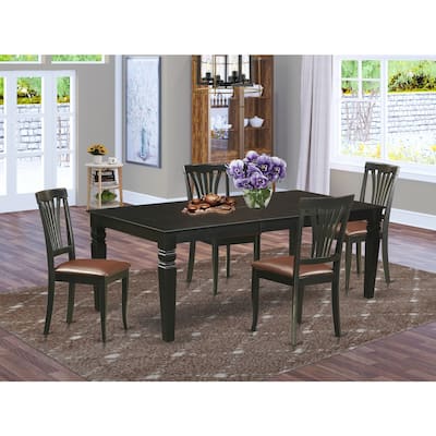 Tuscan Dining Set - 9 Piece Table & Chair Set - Black Finish - Kitchen Table with Extension Leaf
