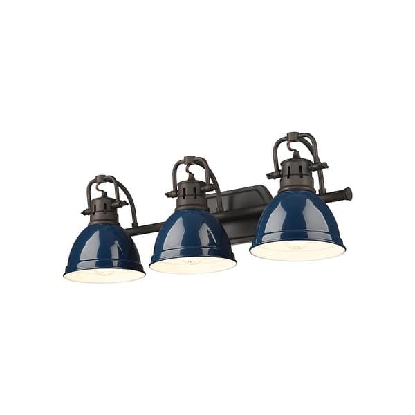 slide 2 of 10, Golden Lighting 3602-BA3-RBZ Duncan 3 Light 25" Wide Vanity Light Rubbed Bronze / Matte Navy