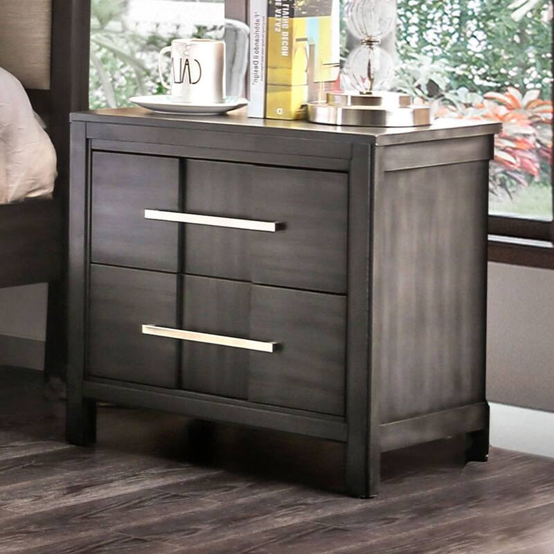 Transitional 1pc Nightstand Gray Color English Dovetail Drawer Construction Bedside Table Bedroom