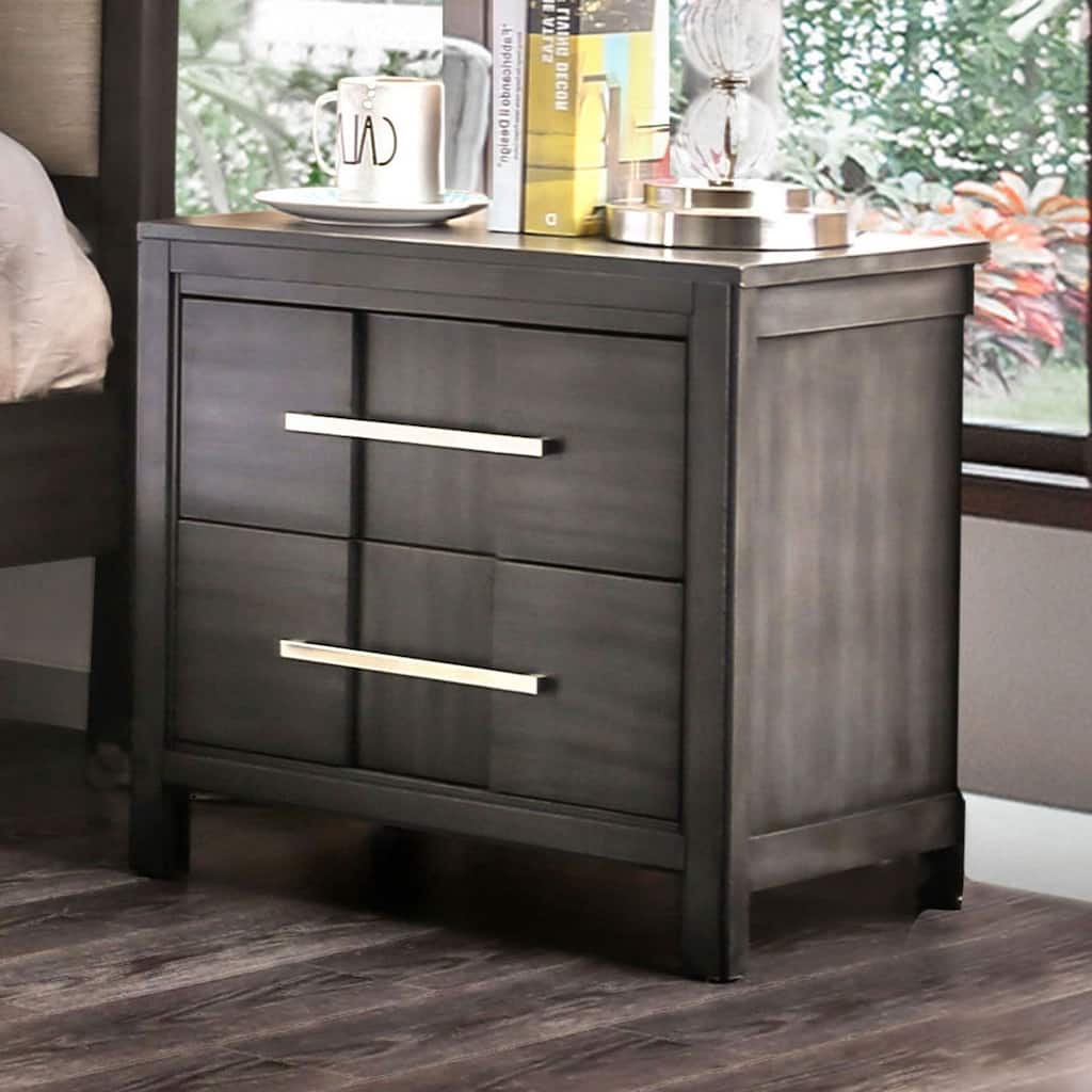 Transitional 1pc Nightstand Gray Color English Dovetail Drawer Construction Bedside Table Bedroom