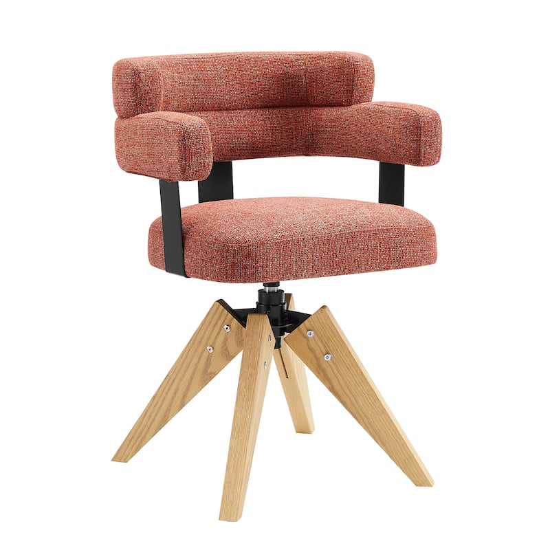 Art Leon Modern Wood and Upholstered Swivel Chair