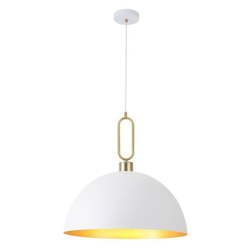 Industrial 1-Light 23.6" Metal Dome Pendant Light for Kitchen Island Dining Room