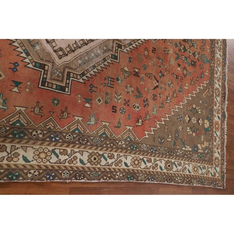 Tribal Bakhtiari Persian Vintage Area Rug Hand-Knotted Wool Carpet - 6'9"x 10'4"