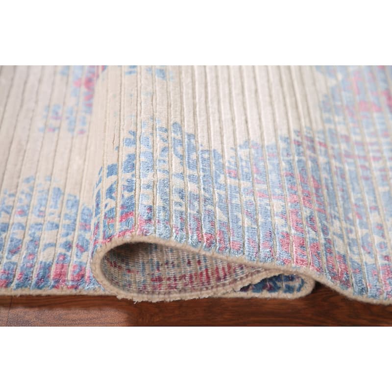 Striped Abstract Accent Rug Hand-Knotted Wool Carpet - 3'11"x 5'10"
