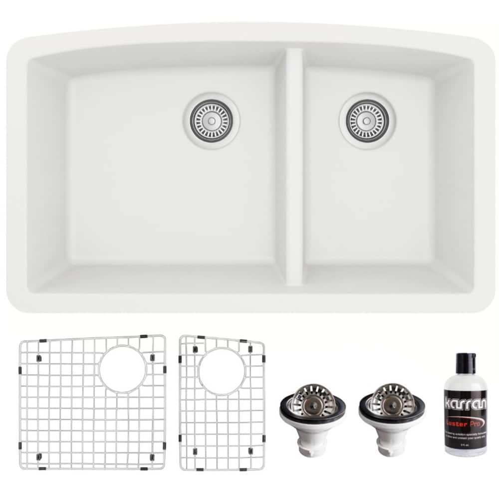 Karran USA QU-711-PK1 Quartz QU 32" Undermount Double Basin Quartz