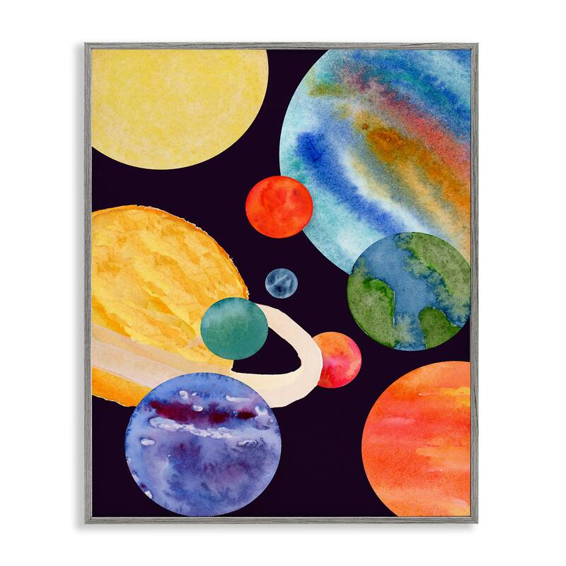 Stupell Planetary Galaxy in Space Framed Giclee Art Design By Corinne Rose Designs - 24 x 30 - Grey