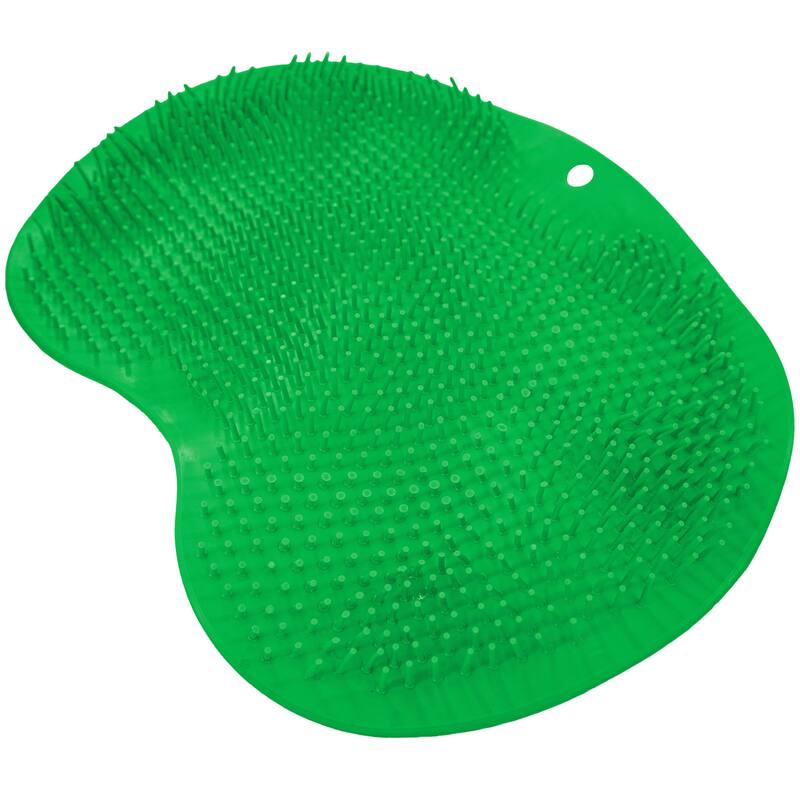 Shower Back Scrubber & Foot Cleaner - Silicone Bath Brush for Exfoliating Feet & Back, Non-Slip Massage Pad with Soft Bristles - green