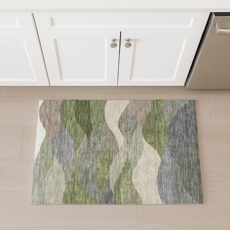 Machine Washable Indoor/ Outdoor Modern Horizon Chantille Rug