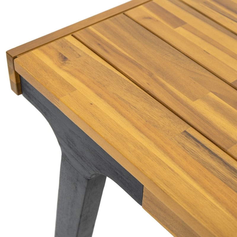 Modern Acacia Wood Outdoor Dining Table with Slatted Top