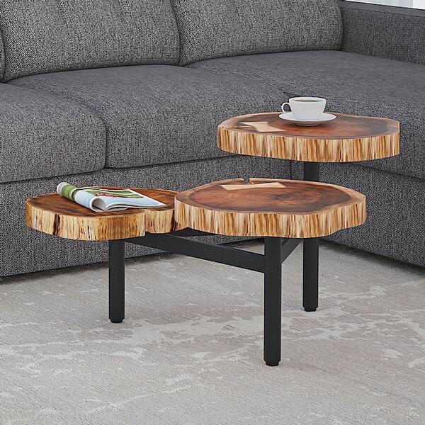Solid Wood Live Edge Tri Pod Coffee Table Overstock 31127417