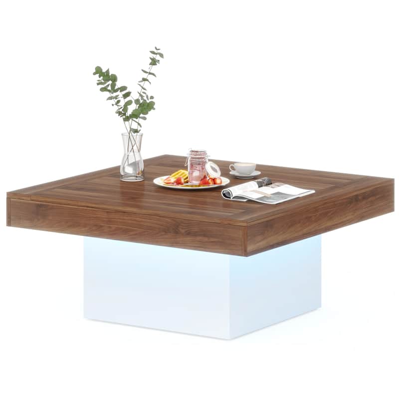 35.43'' Square LED Coffee Center Table for Living Room